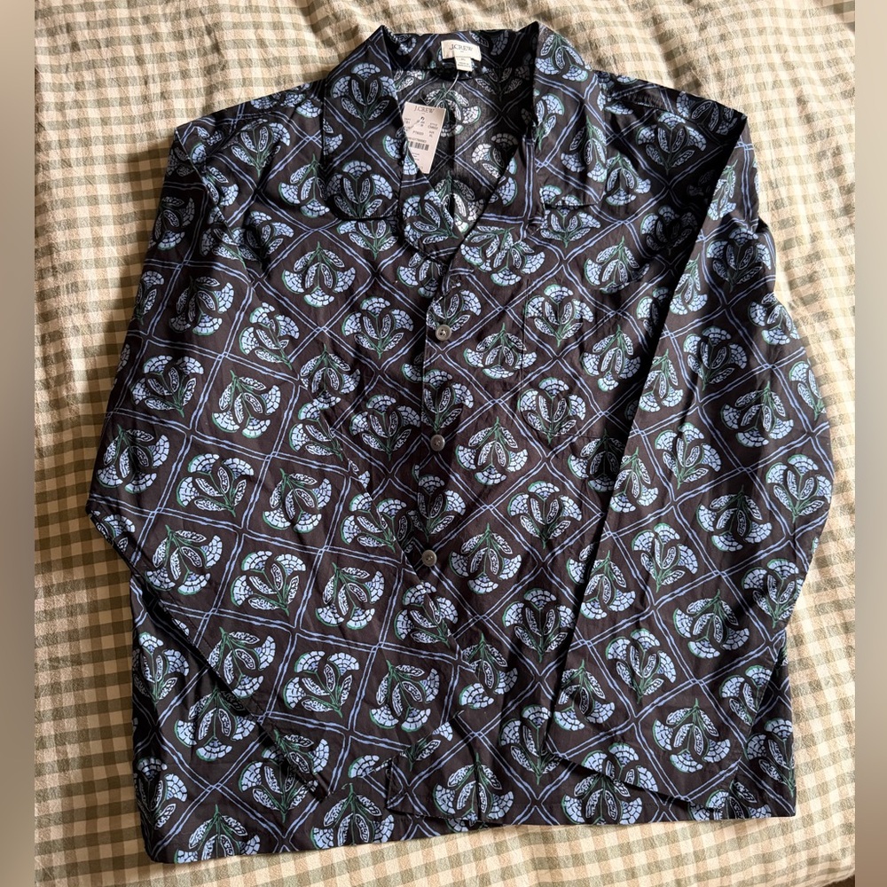 J.Crew Navy with Blue Floral Print Top